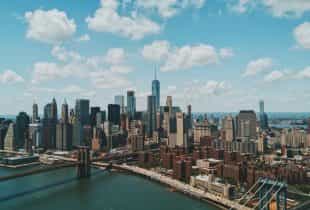 Die Skyline von Manhattan in New York City.