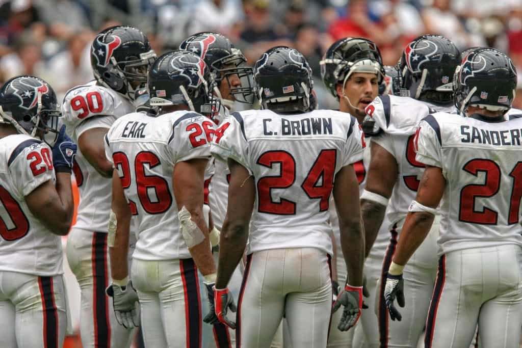 Die Spieler der Houston Texans im Huddle
