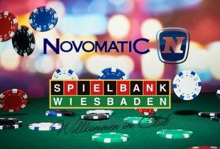 Novomatics Übernahme der Spielbank Wiesbaden symbolisch dargestellt.