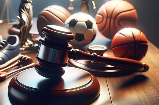 Ein Richterhammer und Sportwetten-Symbole auf einem Tisch, symbolisieren die rechtlichen Auseinandersetzungen im deutschen Sportwettenmarkt.