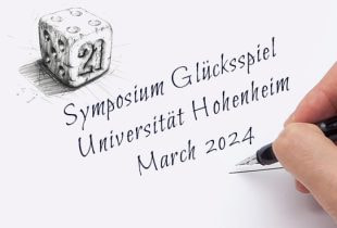 Teilnehmer und Redner während einer Präsentation auf dem Glücksspiel-Symposium 2024 an der Universität Hohenheim.