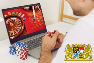 Online-Roulette-Spieloberfläche auf einem Monitor, symbolisch für Bayerns neues staatliches Online-Casino.